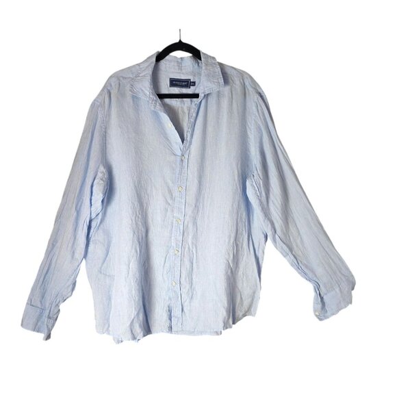 Vineyard Vines Shep & Ian Mens Light Blue Long Sleeve Button-Up Shirt XXL Linen - Picture 1 of 6